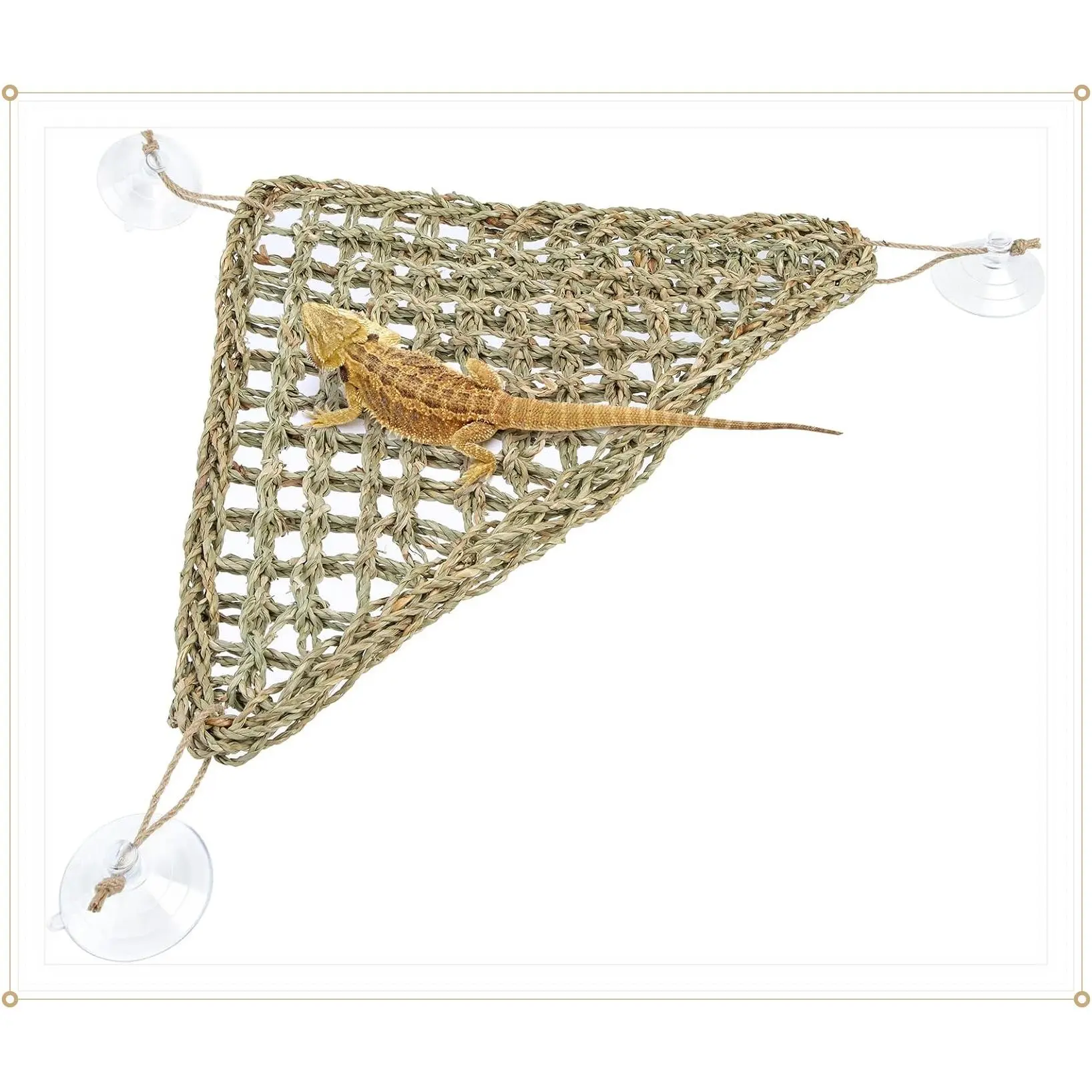 Seagrass Hammock Triangle 17" x 12.5" Reptile Lounger for Bearded Dragon, Chameleon, Lizard, Gecko, Snake, Iguana, Tortoise - Climbing Space & EntertainmentGift