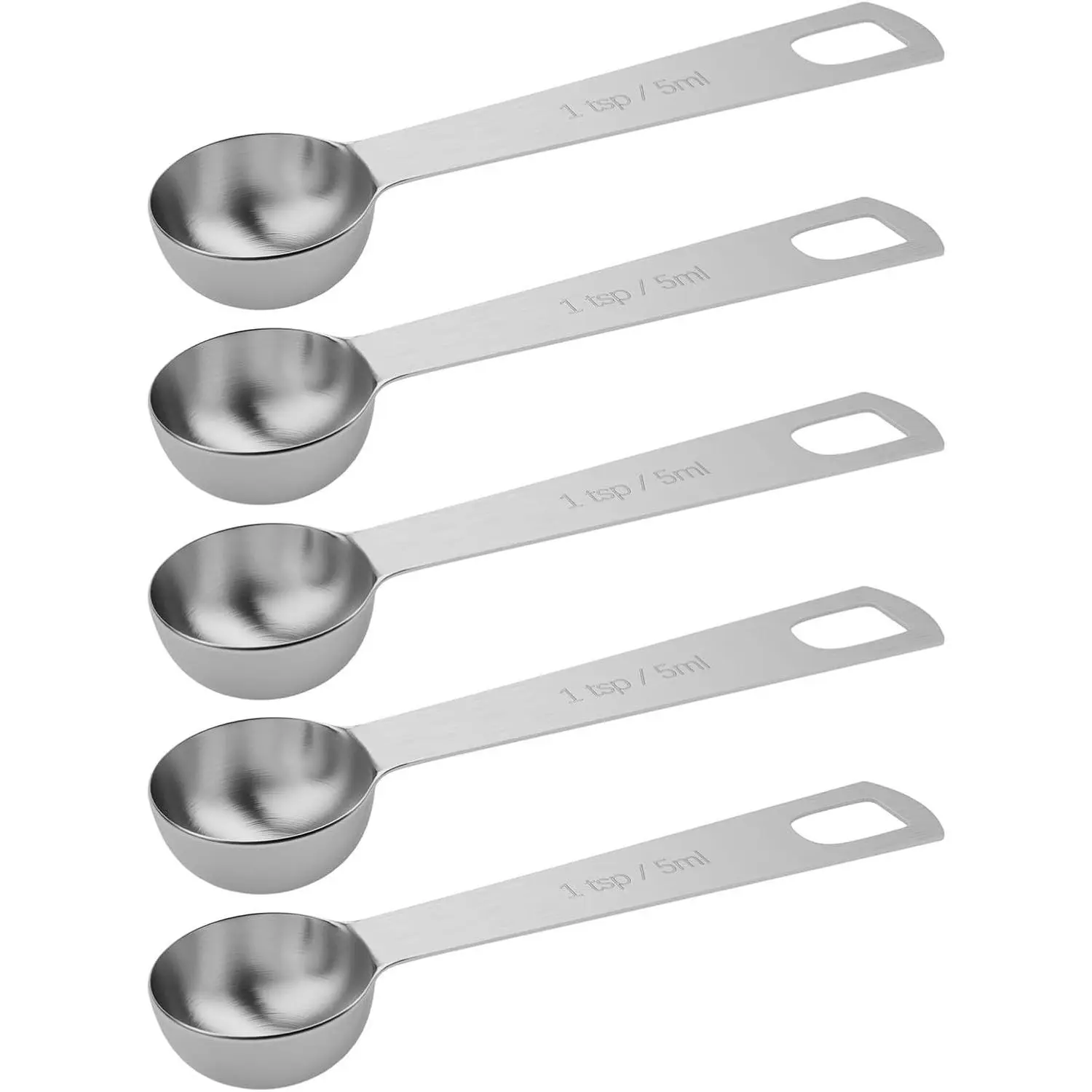 5PCS 1tsp (1/3 tbsp, 5ml) Measuring Spoon, Stainless Steel Teaspoon