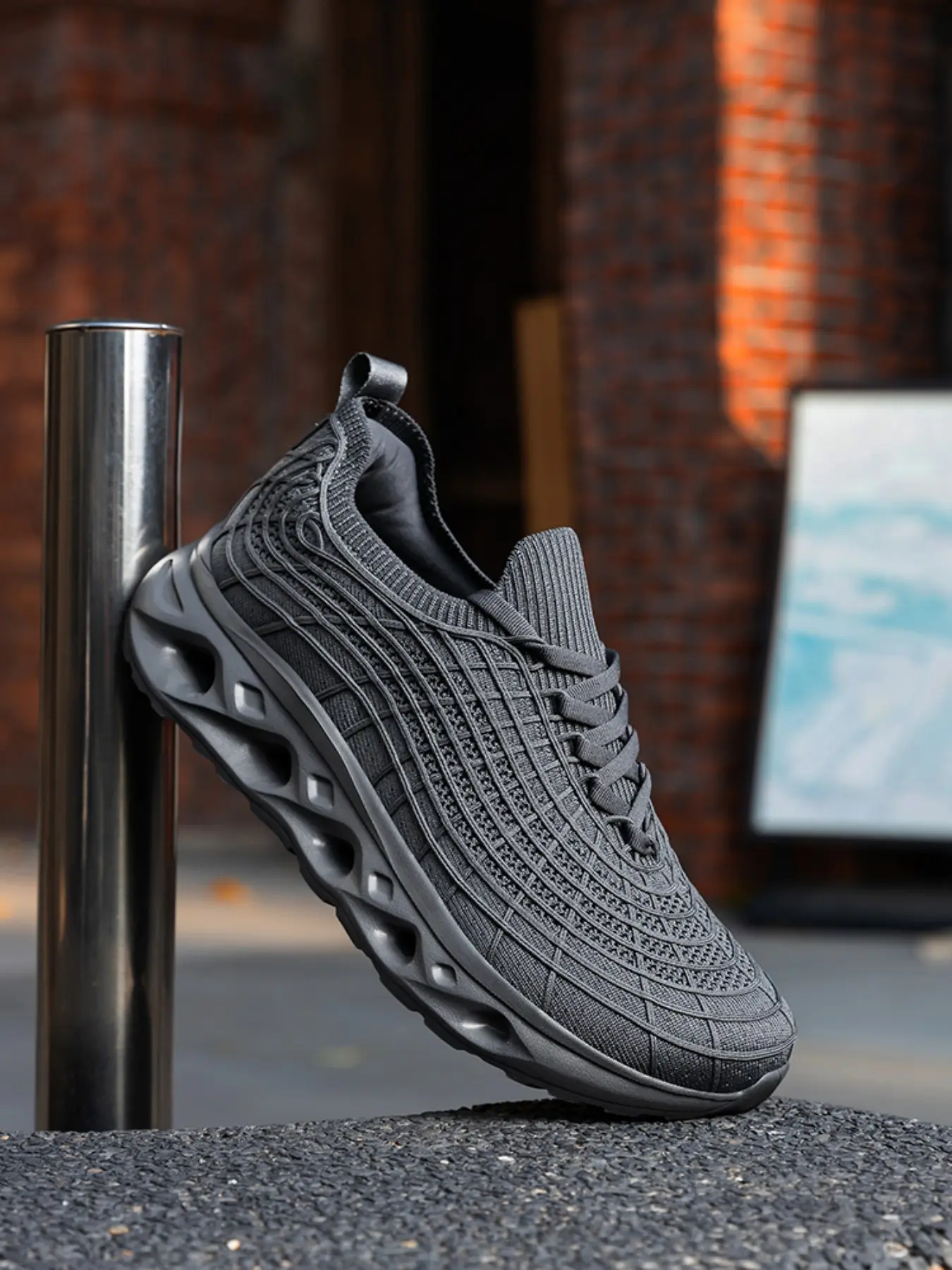 Men's Casual Sneakers, Breathable Flyknit Wide Toe, Lightweight Anti-Slip, Ideal for Running, Walking, Training, All Seasons