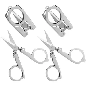 4Pcs Portable Folding Stainless Steel Mini Pocket Scissors Tiny Craft Cutter for Travel