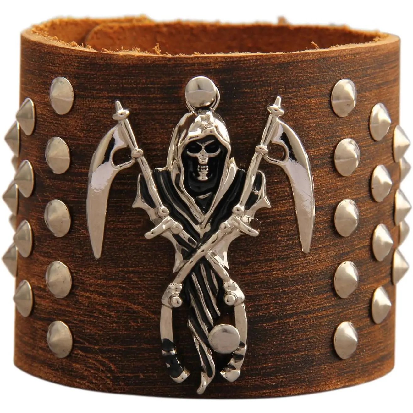Leather Bracelet for Men Wrist Cuffs Leather Arm Bands Punk Leather Wristband Black Leather Cuff Bracelet for Women