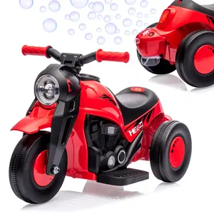 6V Battery Powered Kids Bubble Motorcycle Ride-On – 3-Wheel Toy with Bubble Maker, LED Headlights, Music, Pedal & AUX – Ideal Gift for Boys & Girls Ages 3+
