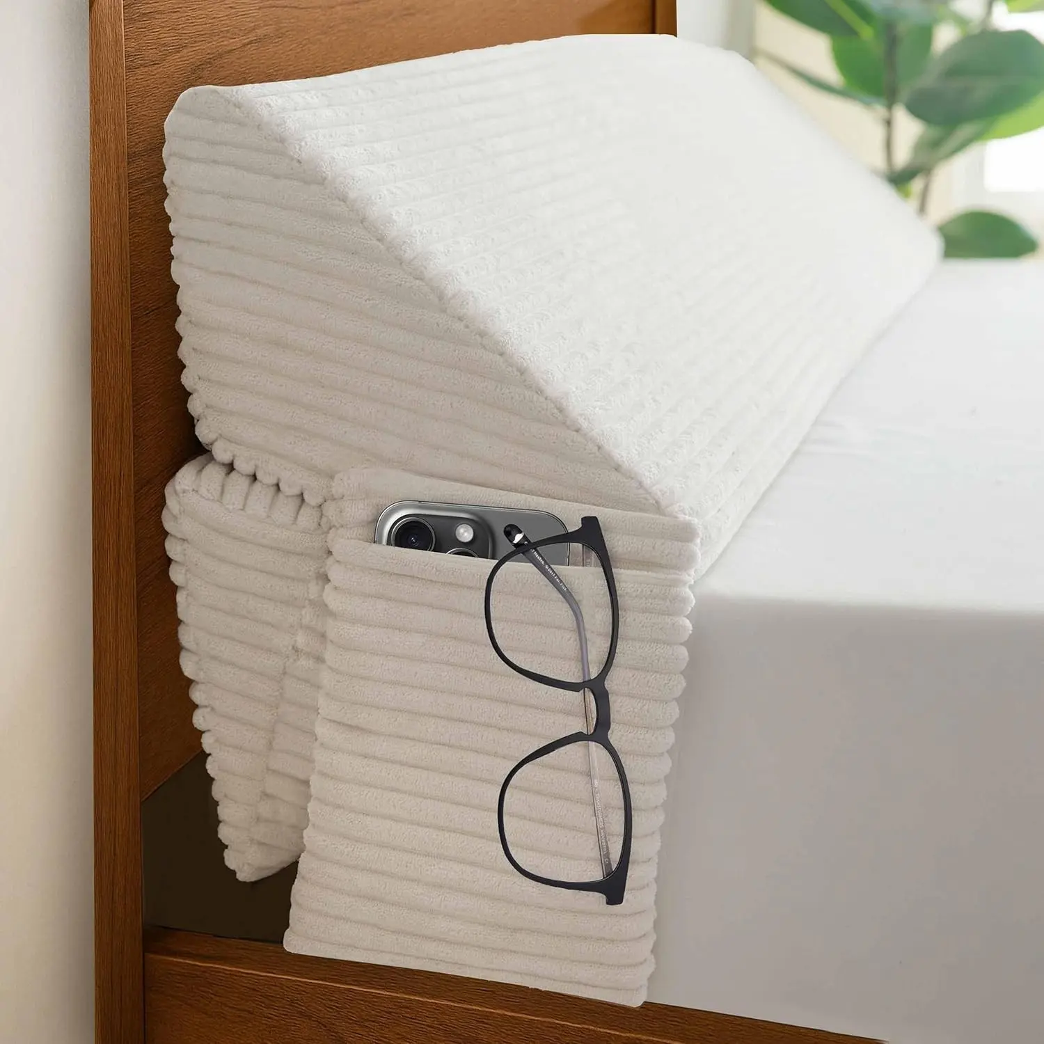 Full Size Wedge Pillow for Headboard Gap - Multi Functional Mattress Wedge Bed Gap Filler Close The Gap (0-7") Between Your Mattress and Headboard or Wall (Beige 54"x11"x9")