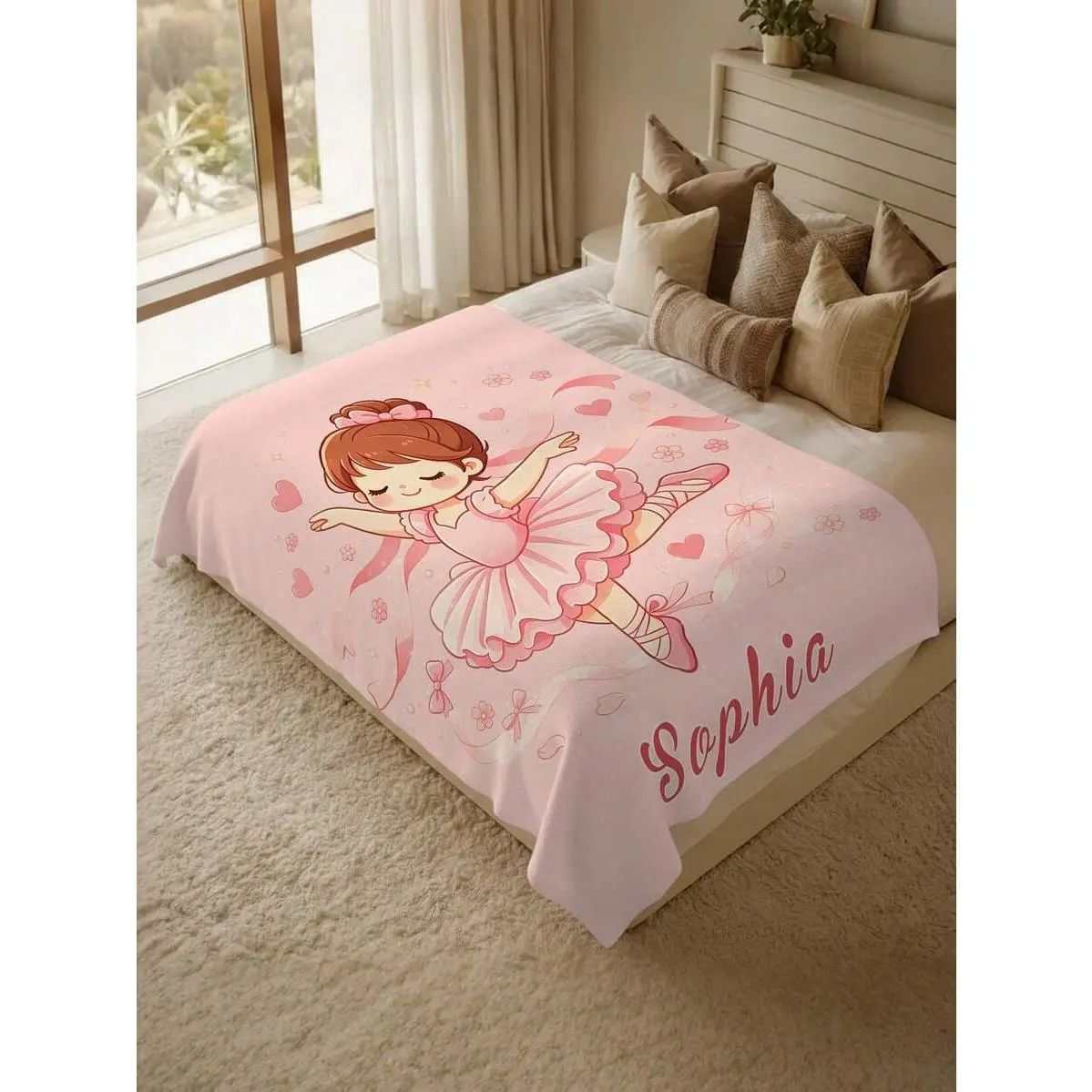 1pc Customized Name Bed Blanket, Personalized Bedding Blanket, Personalized Throw Blanket, Cute Comfortable Blanket, Home Gift, Birthday Gift, Christmas Gift, Personalized Gift, Gift For Son/Daughter, Gift For Friend soft warm