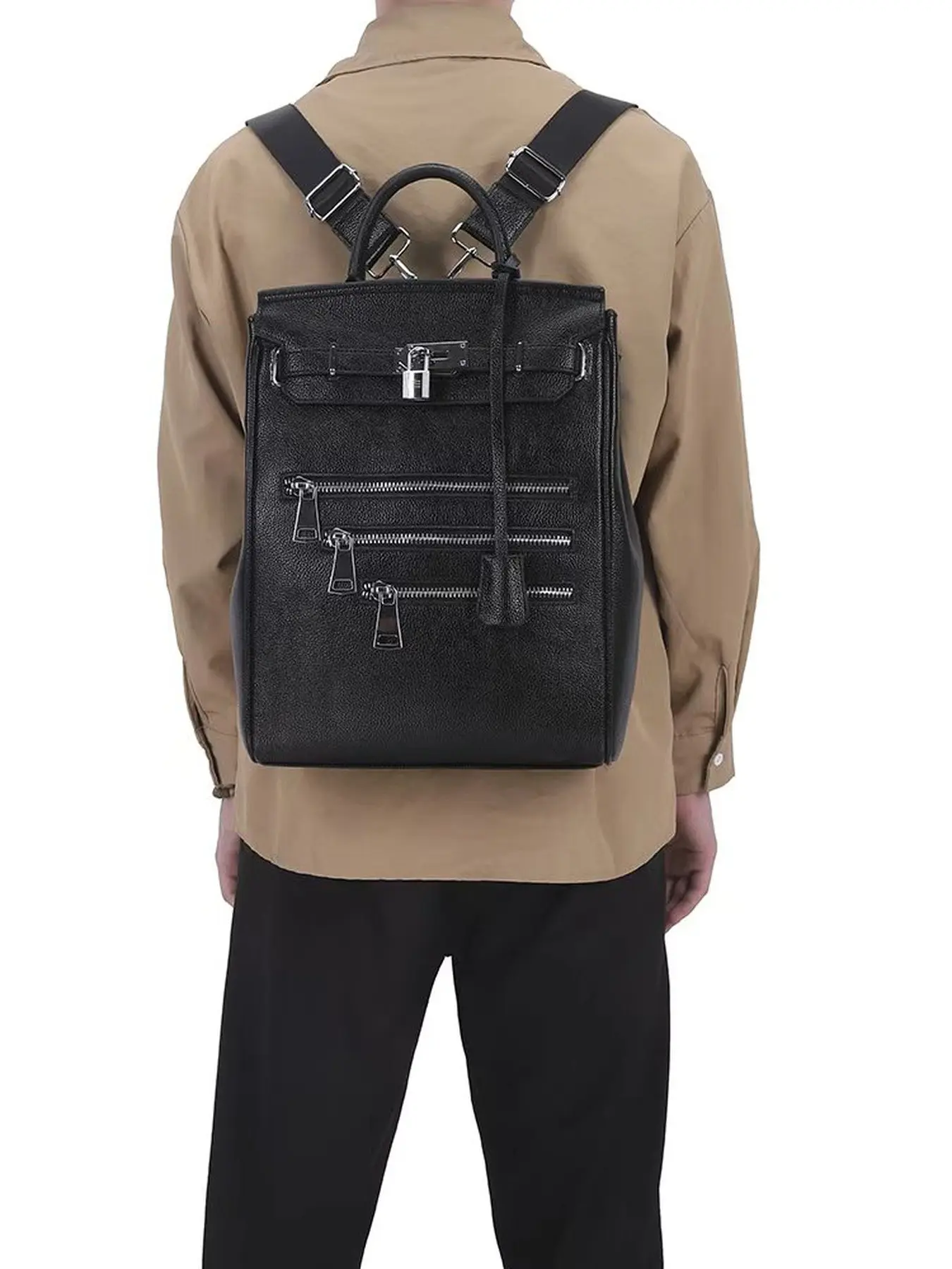 Men's Multifunctional Backpack, Leather Texture Business Tote, Backpack for Work, Large Capacity Laptop Bag, Durable and Scratch-Resistant