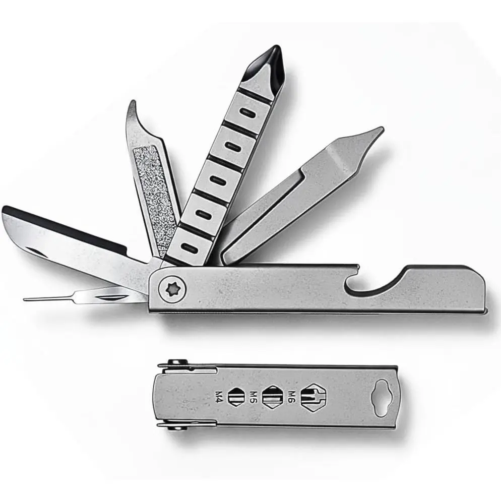 10-in-1 Stainless Steel Multi-Tool  – Compact Pocket Tool with SIM Ejector Pin, Mini Screwdrivers & Bottle Opener – Ideal  for Father's Day & Holidays
