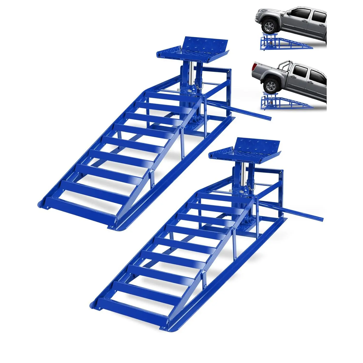 2 Pack Hydraulic Car Ramps 5T 11000lbs Low Profile Car Lift Service Ramps Truck Trailer Garage, Height Hydraulic Vehicle Ramps