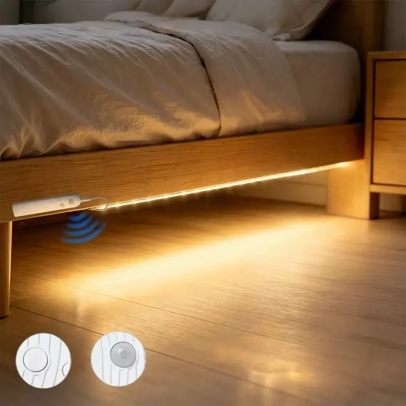 Motion Sensor LED Strip Light, USB & Battery Powered, Dual Modes, Delay Setting, Ideal for Bedroom, Living Room, Office, Hallway