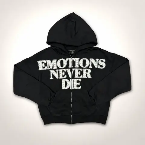 MIXED EMOTION Y2K Rhinestone Zip Up Hoodie, 100% Heavyweight Cotton Vintage Washed Graphic Hoodie, Oversized Streetwear Jacket for Men Women