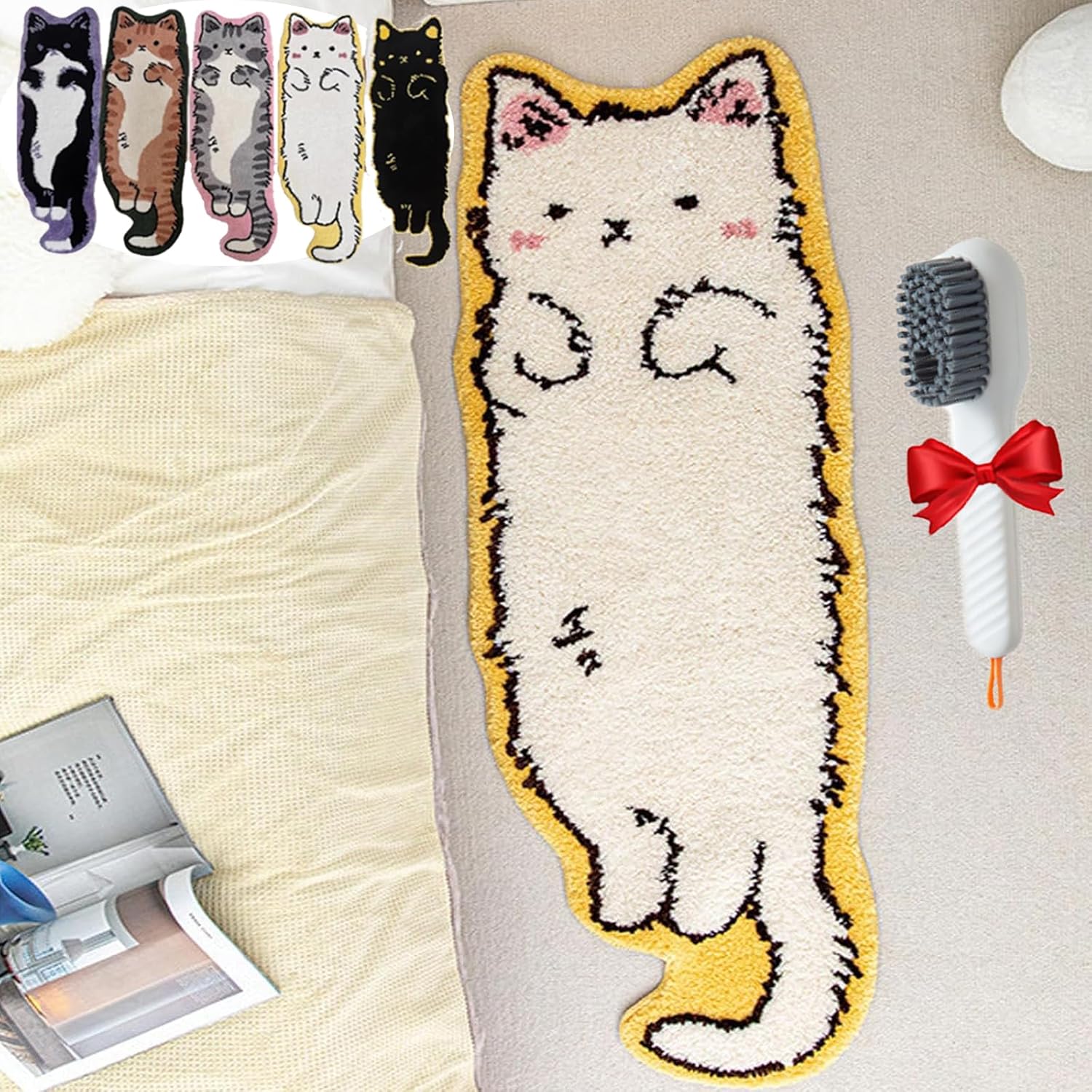 VIKAMA Cartoon Cat Patterned Carpet Home Decor. Provides Warmth For The Living Room And Bedroom Bedside. Non-Slip And Dirt-Proof