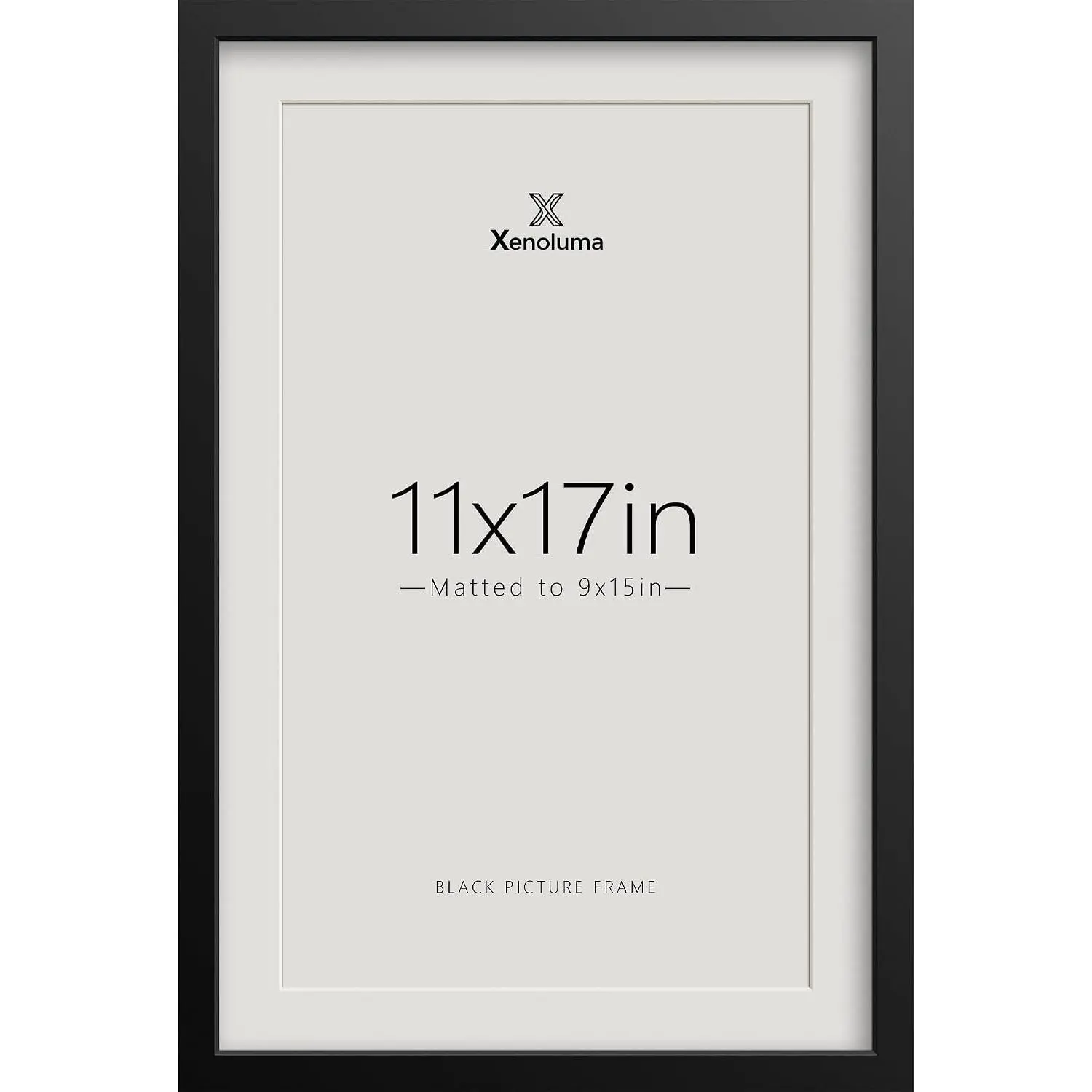 11x17 Picture Frames with 9x15 Mat - 1 Pack Black Photo Frame for Home Wall Table Decor Display