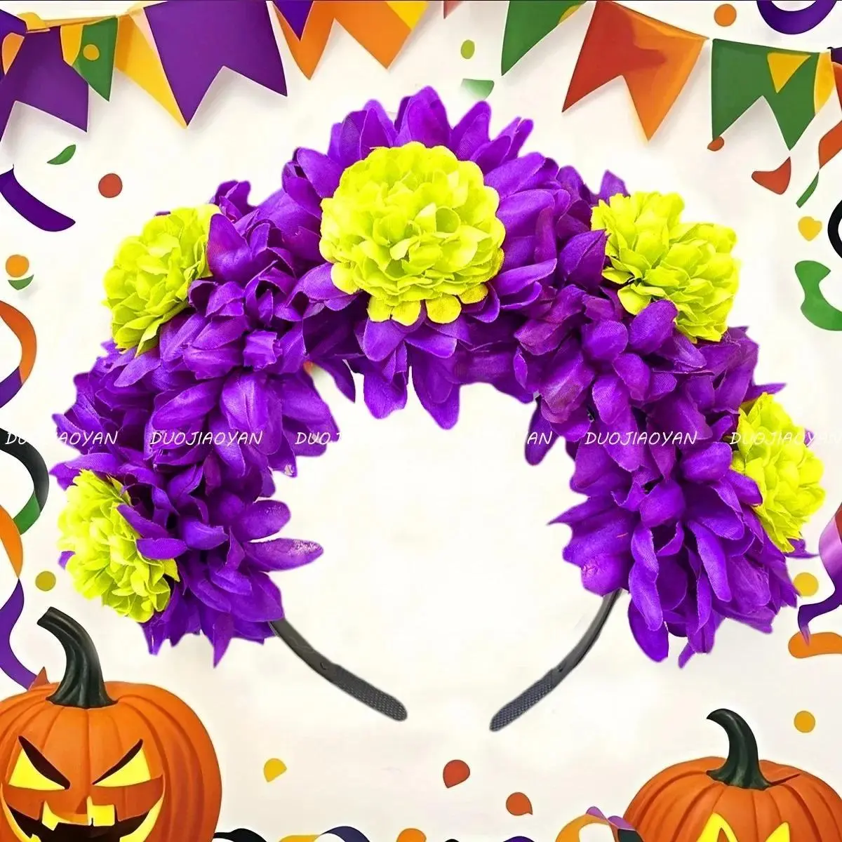 Halloween Day Of The Dead Headband Artificial Flower Crown Marigold Headband Carnival Festival Party Supplies Headwear For Women