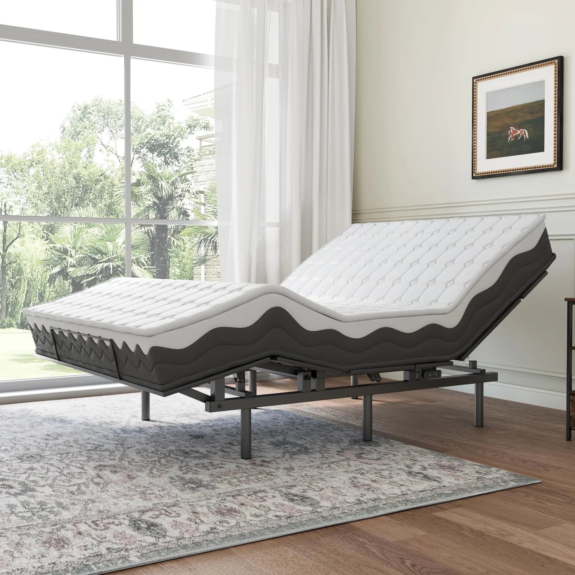 Adjustable Bed Frame with Wireless Remote and Memory Function, Adjustable Base with Head and Foot Lift Incline, Zero Gravity Positioning, Quiet Motor for Enhanced Comfort While Lying Down, Reading, and Relaxing