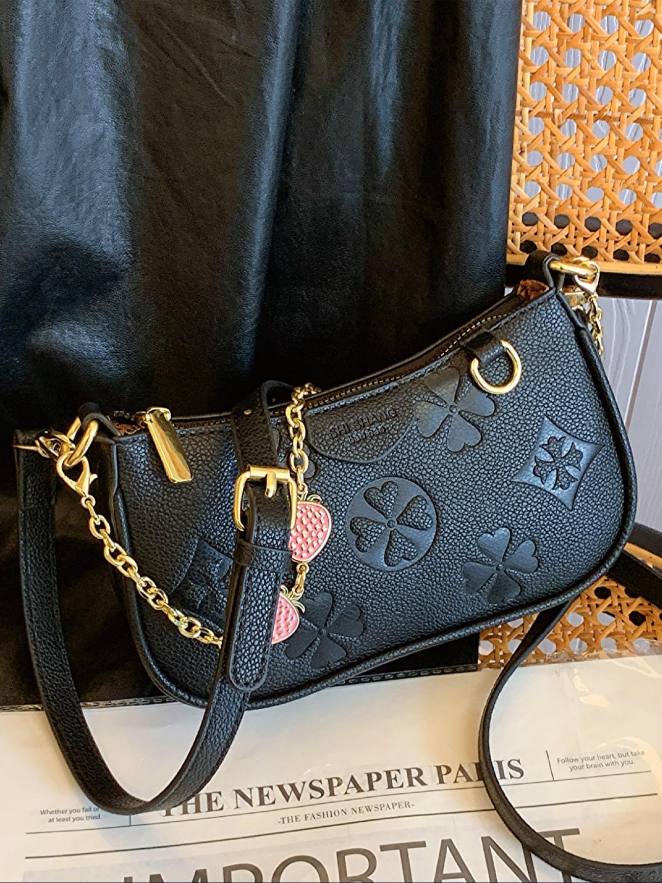 Women's Fashionable Patterned Bag, Elegant Embossed Bag, Stylish Crossbody Bags with Adjustable Strap, Casual PU Leather Zipper Shoulder Purse for Daily Use and Commuting, Trendy Versatile High-Quality Bag
