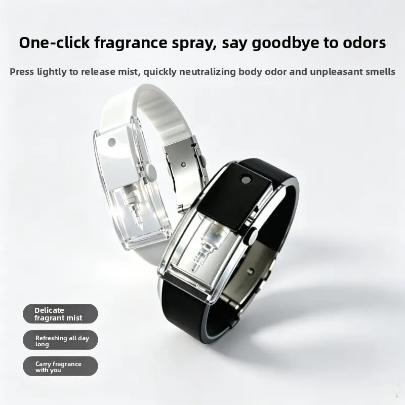 Portable Press Perfume Spray Bracelet, Adjustable Silicone Fragrance Wristband, Refillable Mist Bangle, Accessory for Commute, Travel & Dating, Practical Holiday Party Gift