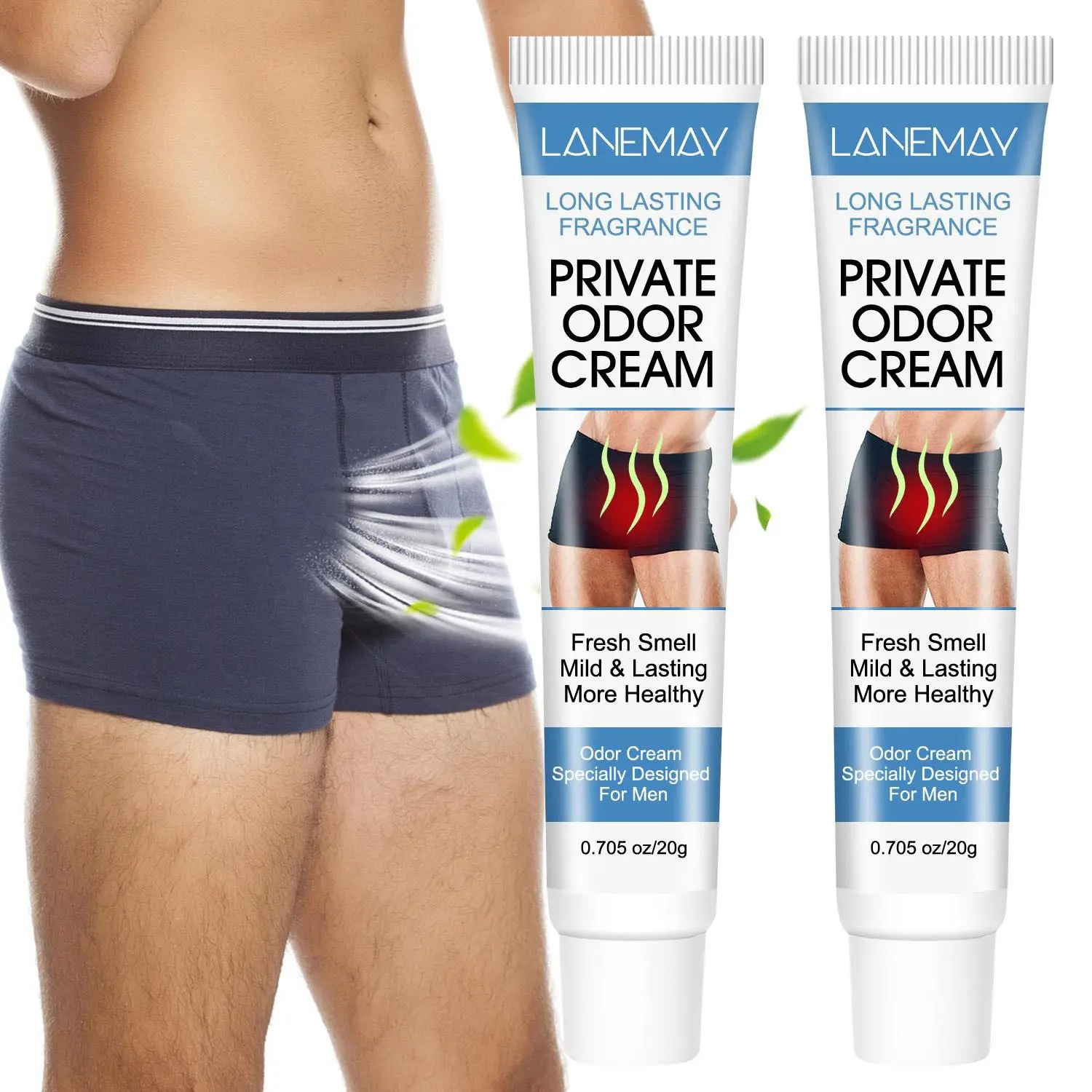 Body Deodorant Cream 2pcs, Fresh Scent, Gentle Long-Lasting, Contains Vitamin C and Caffeine, Moisturizes and Hydrates Skin, Odor-Free