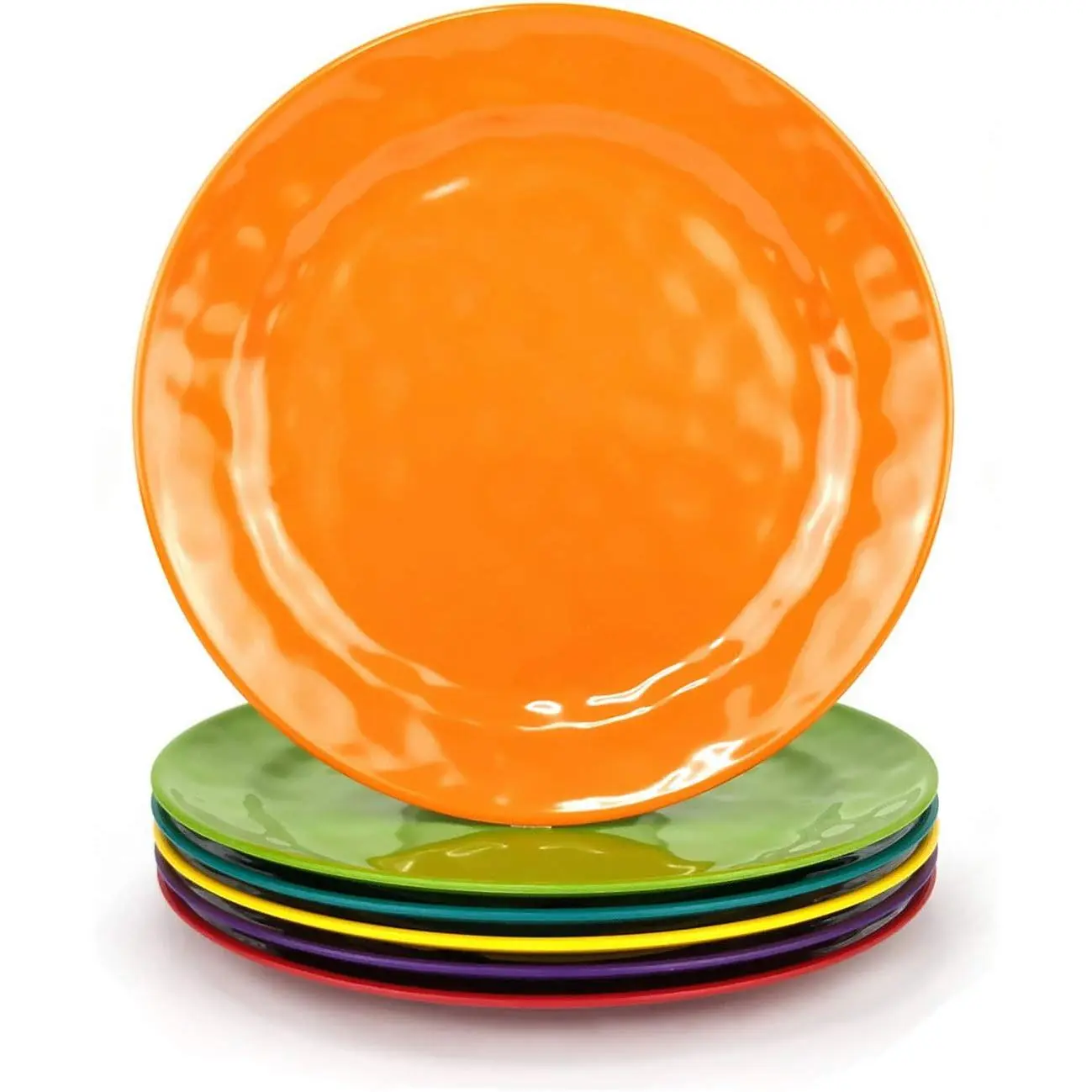 Melamine Plates Set of 6, 8-inch  Melamine Salad Plates for Everyday Use, Break-resistant and Lightweight, Multicolor