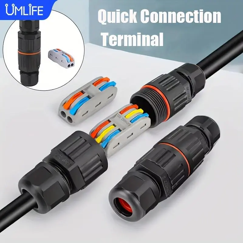 1pc Cable Connector, Quick-Connect Joint for Outdoor Use, 2in 2out 3in 3out Weldless LED Light Wiring, Copper Connections