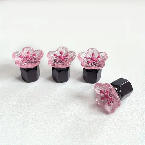 4pcs/1set Universal Aluminium Outdoor-Ready Alloy Flower Tire Valve Stem Caps - Anti-Corrosion Decorative Wheel Dust Caps, Car Accessories, Cute Car Decor, Easy-Install Auto Styling Gift for Trucks, SUVs