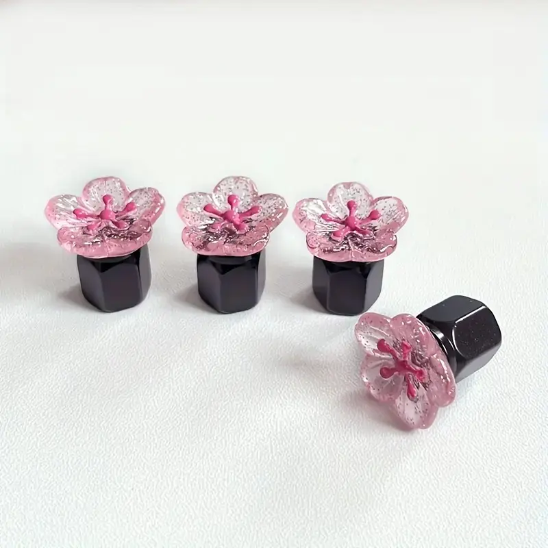 Universal Aluminum Alloy Flower Tire Valve Stem Caps (Set of 4) - Anti-Corrosion Decorative Wheel Dust Caps, Cars Accessories, Truck Accessories, Easy-Install Auto Styling Gift for Cars, Trucks, SUVs