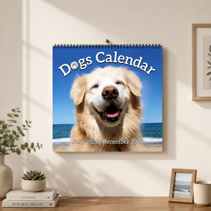 2026-2027 Wall Calendar - 18-Month Calendar, July 2026 to December 2027, 26-27 Dogs Calendar, with Blank Boxes, Fun Gag Gift Calendar