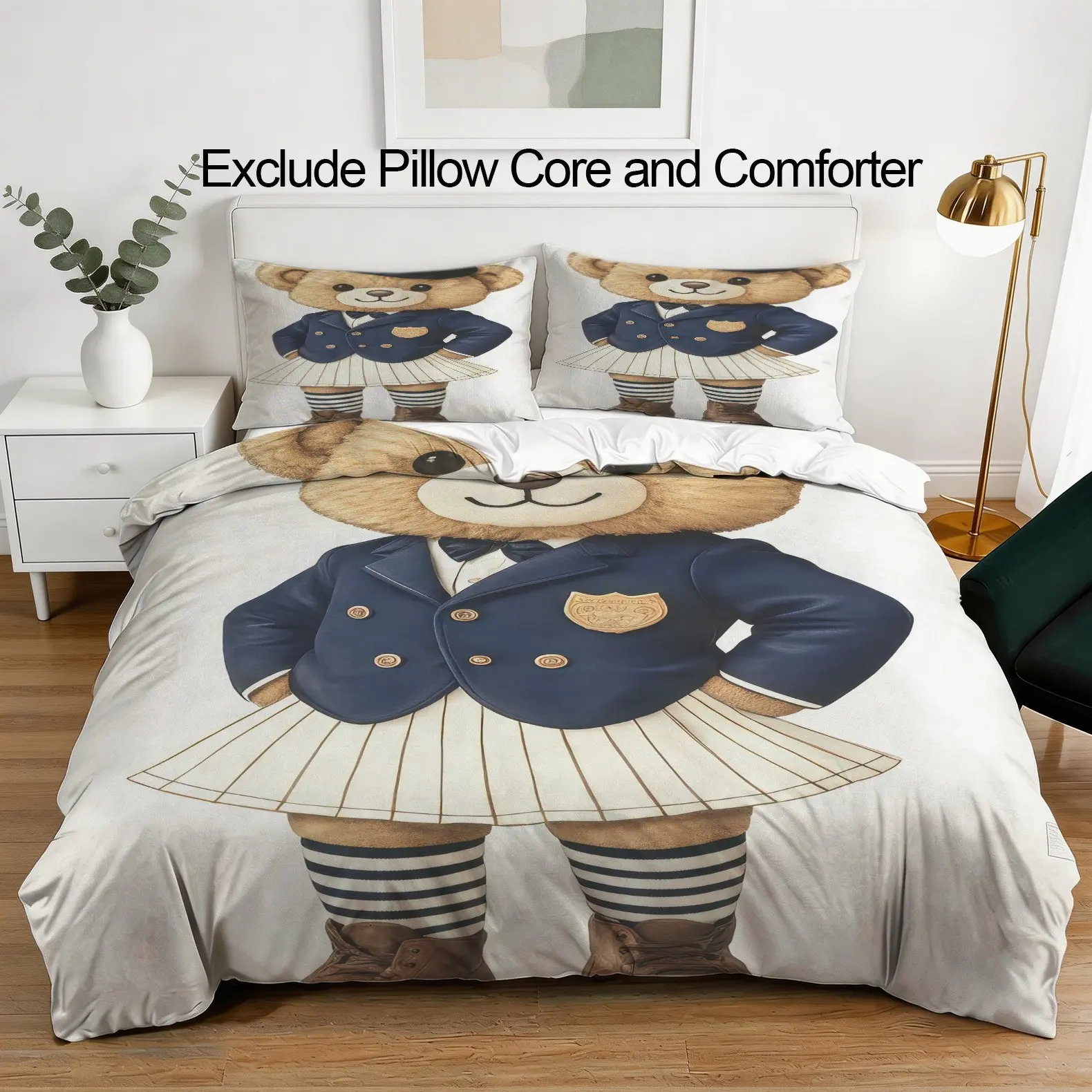 Fashion Bear Themed Duvet Cover Set,Suitable for Bedroom Light Luxury Bedding Sets for Boys,Girls,Teenagers,and Adults,Including 1 Bed Duvet Cover and 2 Pillowcases without Quilt Core and Pillow Core,Perfect Gift for Family and Friends
