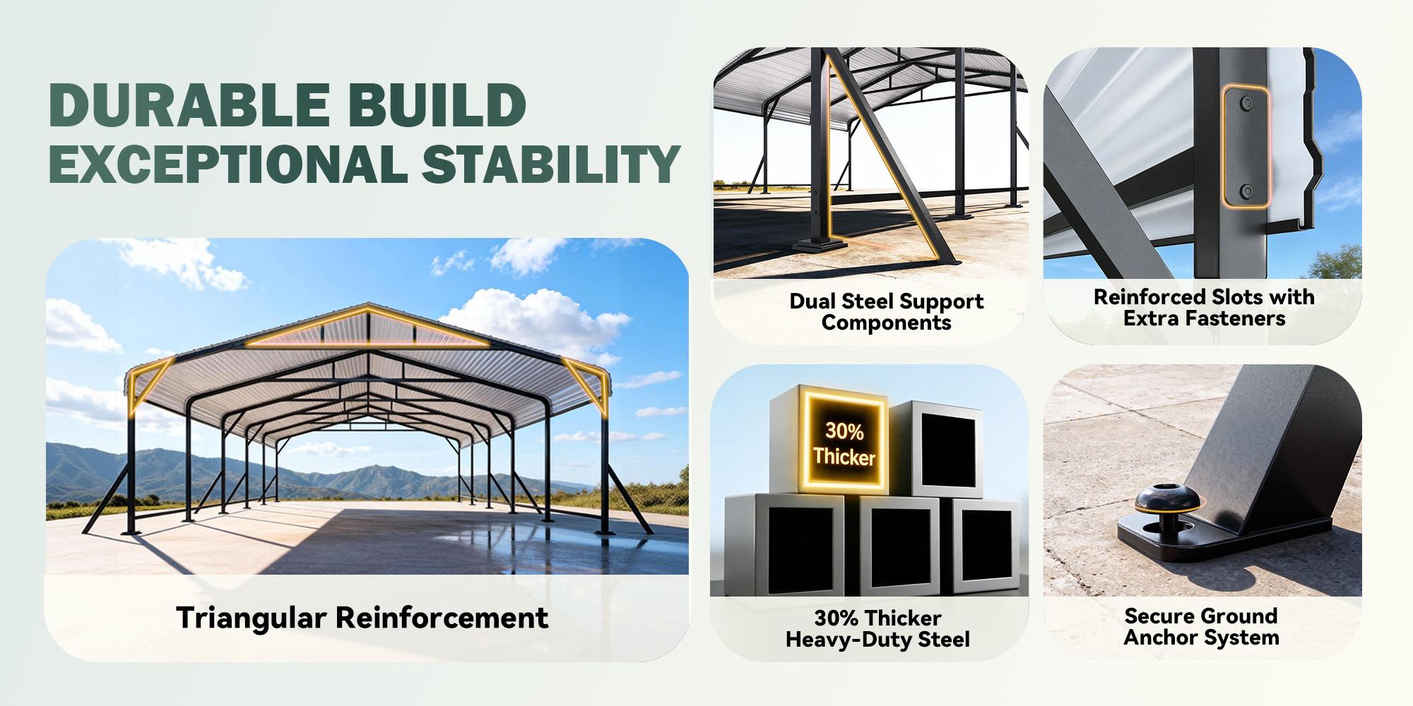Heavy Duty Metal Carport 10x15 / 12x20 / 13x26 / 20x24 ft, Outdoor Car Canopy with Extra Support Poles, Waterproof & UV Protection, Wind Resistant Shelter for Car, Truck, Boat Heavy Duty Metal Carport 10x15 / 12x20 / 13x26 / 20x24 ft, Outdoor Car Canopy with Extra Support Poles, Waterproof & UV Protection, Wind Resistant Shelter for Car, Truck, Boat