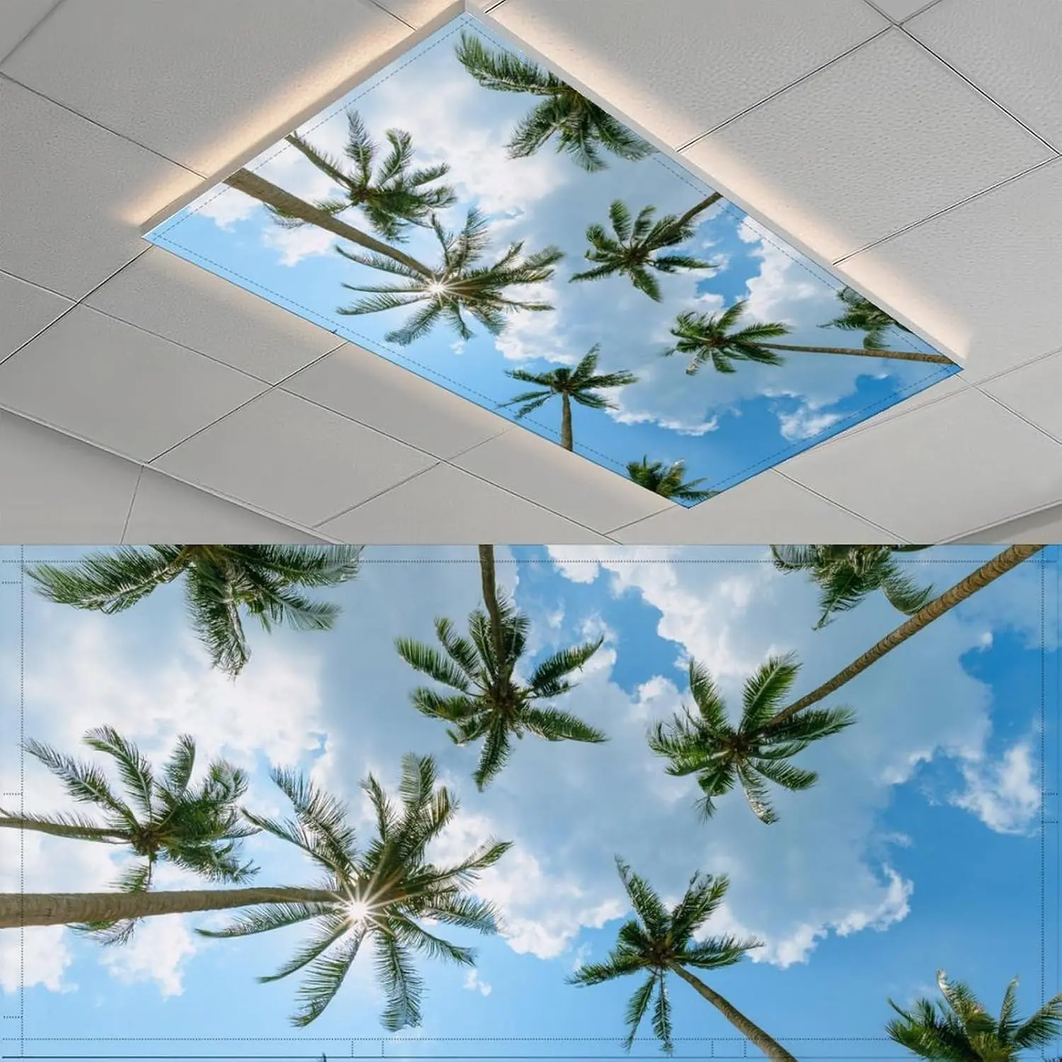 for Classroom - 2 Pcs Tree Sky Fluorescent Light Covers, Ceiling Light Covers Shade Panel Coverings for Office Classroom Home Drop Ceiling, 4 X 2 Feet