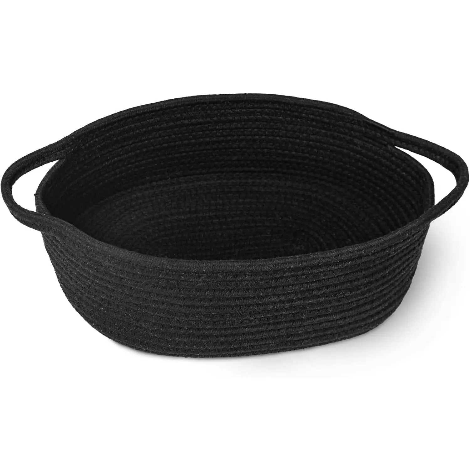 Black Woven Basket 13” x 9” x 5” Cute Dog Toy Basket, Soft Cotton Rope Storage Box, Cat Toy Bin, Empty Gift Baskets, Small Organizing Baskets, Decorative Basket