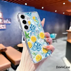 Fresh Lemons with Mint and Icy Cocktail in Blue Plaid HD Clear Shockproof Transparent Acrylic Magnetic Printed for Samsung Galaxy S26 S25 S24 S23 S22 S21 S20 Fe Plus Ultra Edge S10E A57 A56 A55 A54 A37 A36 A35 A34 A26 A25 A24 A23 A17 A16 A15 A14 A07 A06