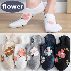 5/10 pairs of new spring and summer print small flower straight socks women ins style personality shallow mouth socks cartoon pattern women boat socks