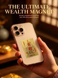 Money Attraction Sticker Card - Phone,Wallet,Computer,table Sticker card,Eastern Feng Shui Amulet for Positive Energy & Good Vibes Custom Holographic Cards attract Dollars friendship card protection,Thangka Style Card