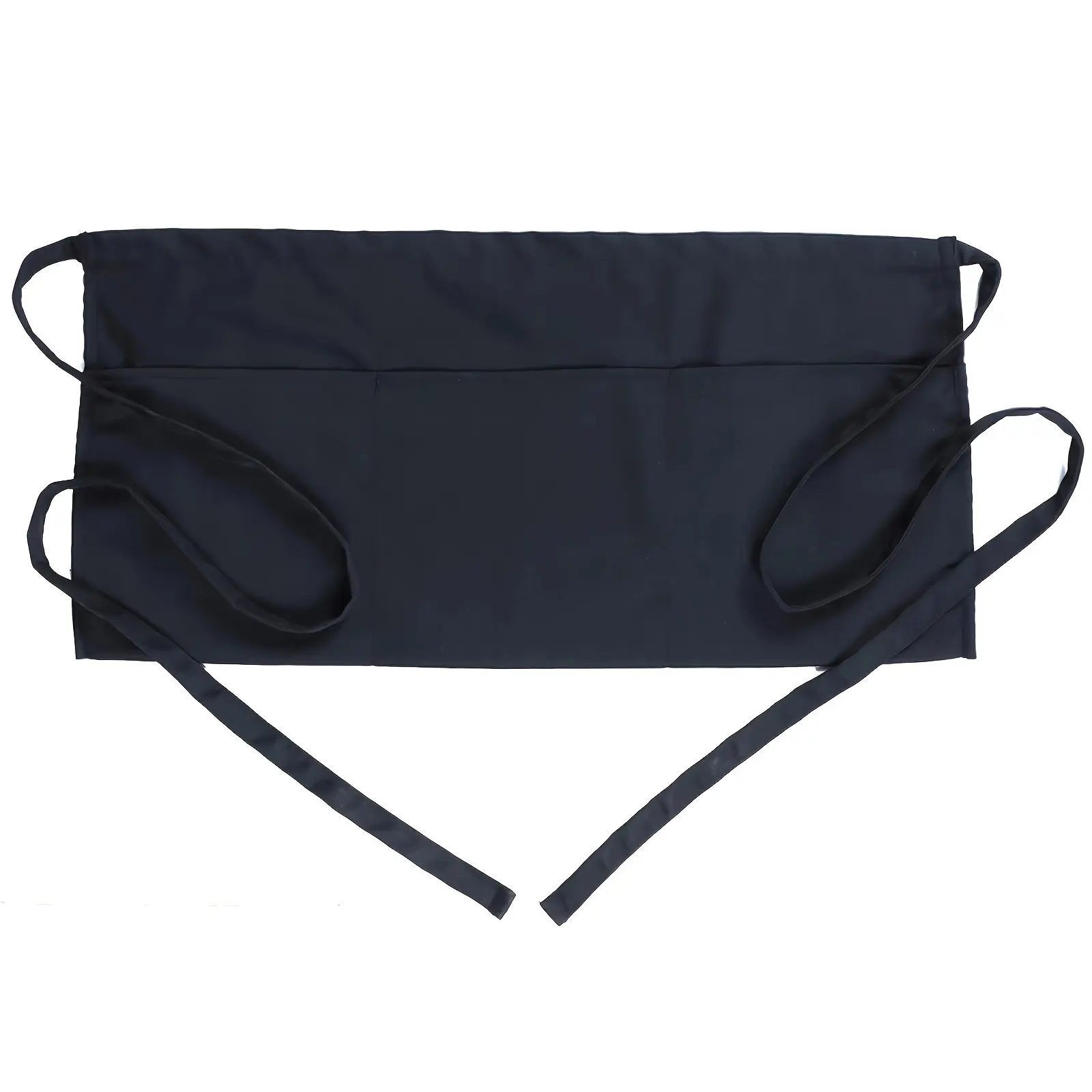 Adjustable Waist Apron with 3 Pockets Black Short Server Work Apron for Restaurant Cafe Bar Bistro Food Truck Staff