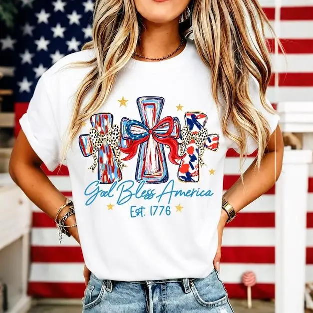 Men's 100% Cotton God Bless America 250 Years America Graphic Print T-Shirt, Soft Breathable Short Sleeve Casual Tee for Summer Streetwear, Unisex,Daily Wear,Suitable For All Seasons