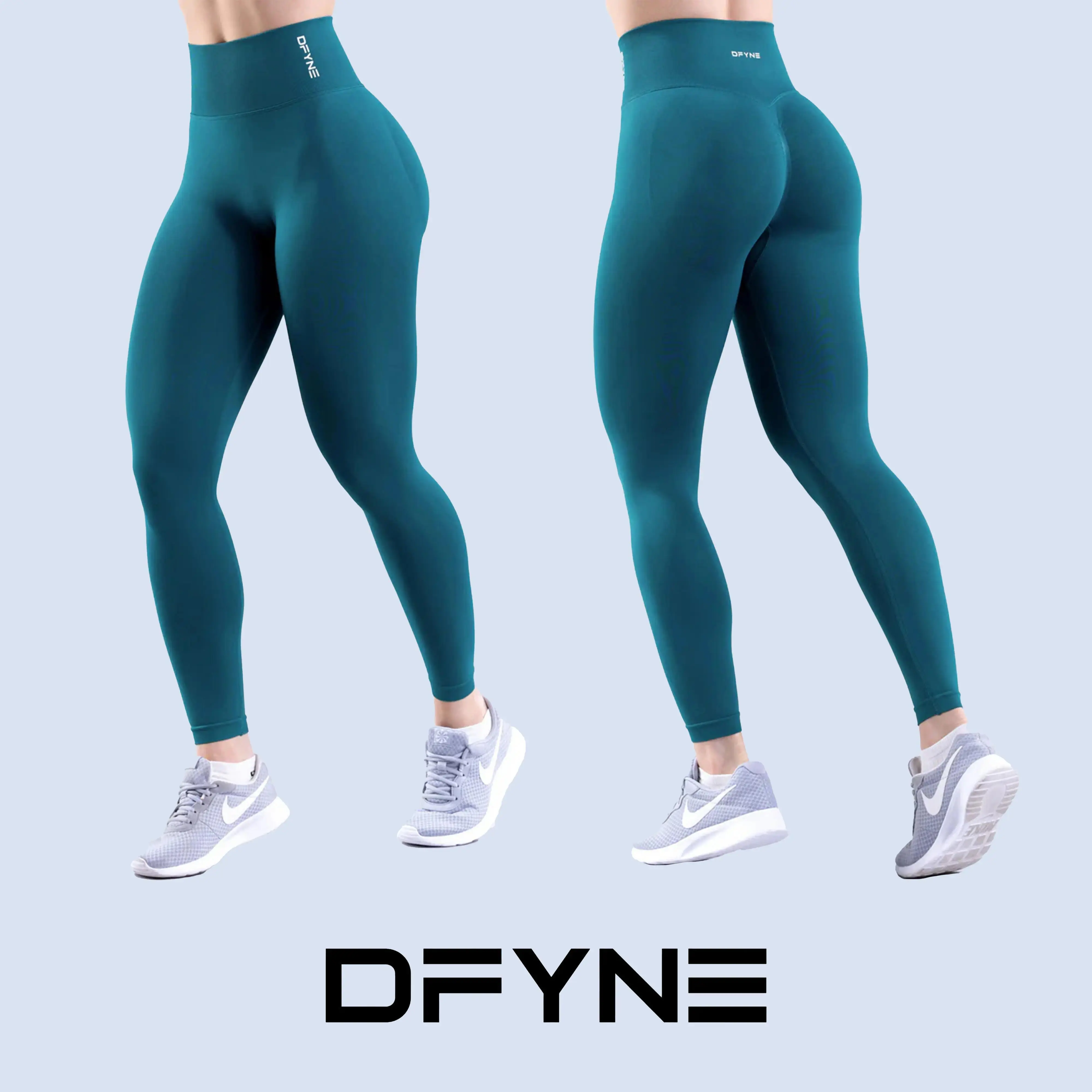 DFYNE Dynamic Seamless Leggings | High Waisted Tummy Control Scrunch Booty Workout Pants for Women