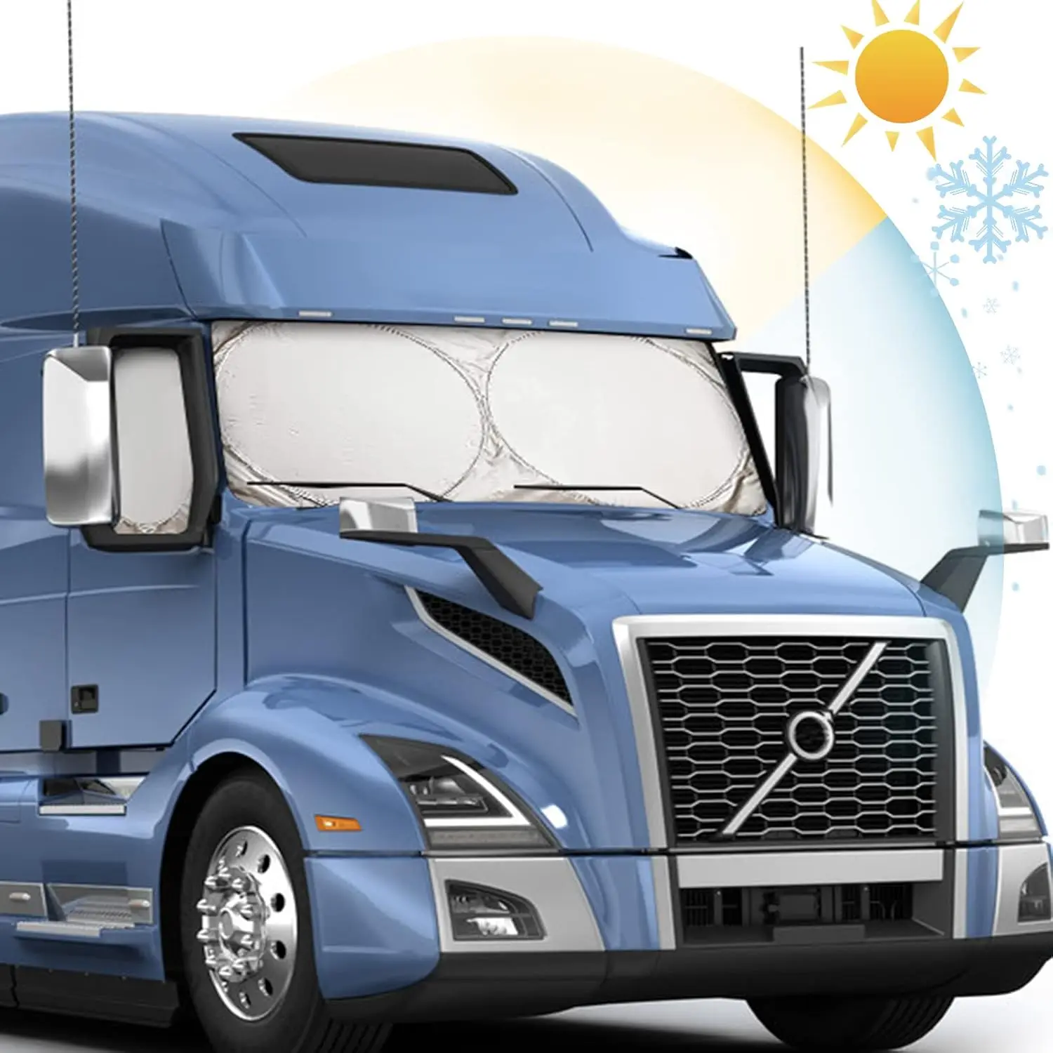 Semi-Truck Sun Shade for Windshield and Side Window| 300T Sunshade Maximum Coverage| Block Sun Heat Rays| Keep Warm in Winter for Semi, Commercial & Big Rig Truck, RV, Boat