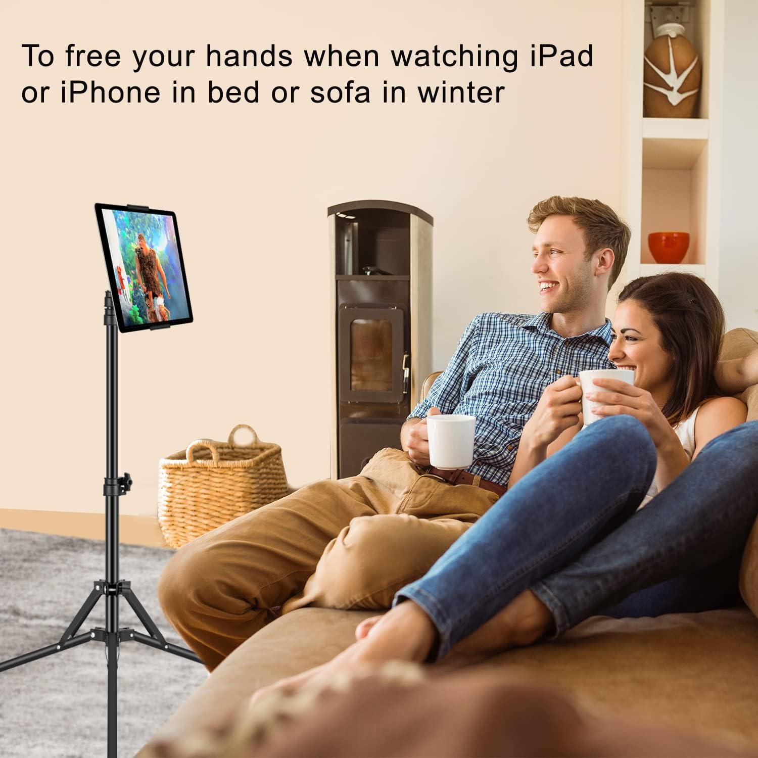 Ipad Tripod Stand, with 65 inch Height Adjustable iPad Stand Holder & iPad Floor Stand with 360 Rotating iPad Tripod Mount for iPad Pro, , Kindle, and All 4.5-12.9 Inch Tablets