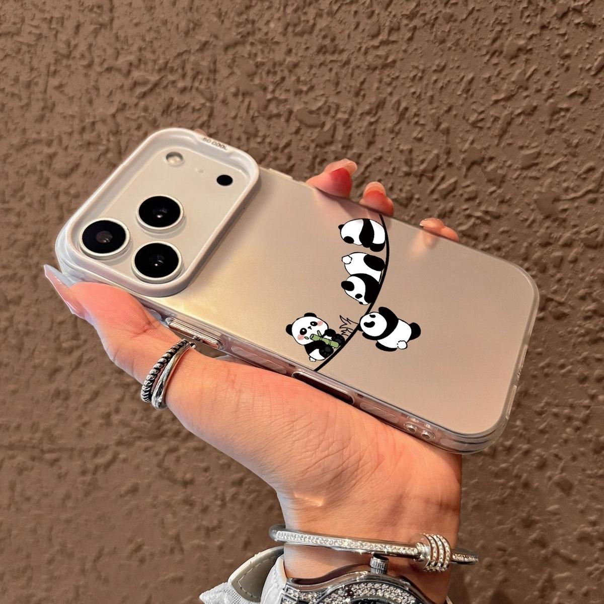 Four pandas Pattern Case for iPhone 17 Pro Max 17 Air 16/15/14/13/12/11 Pro Max XR XS E Plus Retro High-end Shockproof Drop Screen Protection Cute Durable PC Smartphone Cover