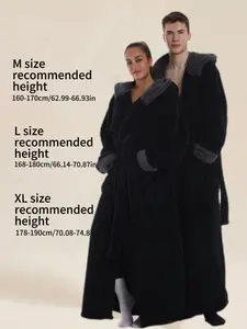 Unisex Leopard Print Nightgown, Loose-Fit Robe with Hood & Belt, Soft Cotton Velvet, Fall Winter Wear, Multiple Sizes & Colors