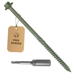 40 count Timber Screws #14 X 8 Inch Heavy-Duty Green Coated, Exterior Lag Structural  Screws for Landscaping, Construction, Beams & Pole Barns, 1500-Hour Salt  Tested, Includes Hex Socket