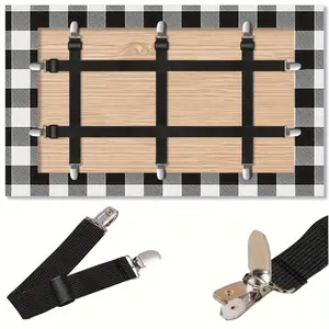 Tablecloth Clips with Adjustable Elastic Straps - 5 Pack Adjustable Elasticity Picnic Table Cloth Holder Clip Large Clamp for Bench Cover Party Restaurant Camping RV Essential Accessory