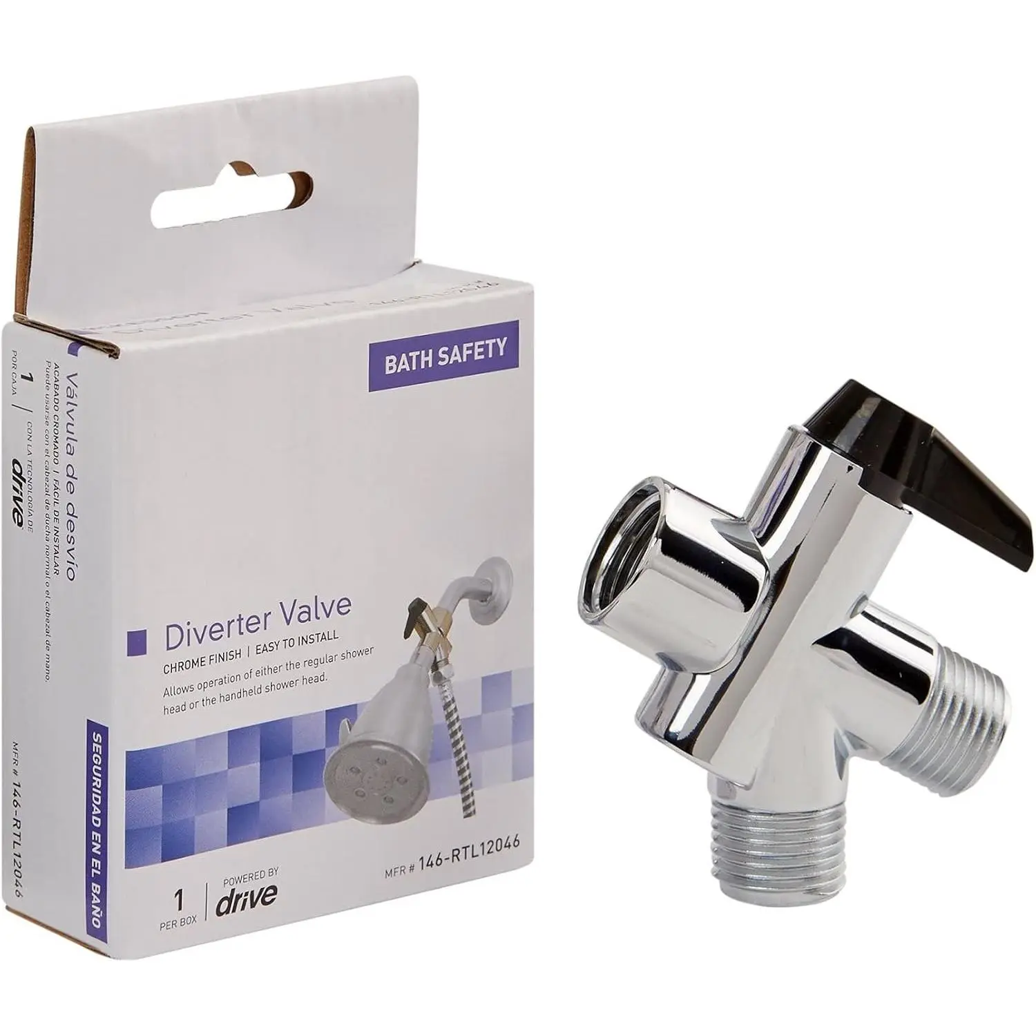 Diverter Valve for Handheld Shower , Chrome Plated Finish, 1/2 in Threading, 1 Count Diverter Valve for Handheld Shower , Chrome Plated Finish, 1/2 in Threading, 1 Count