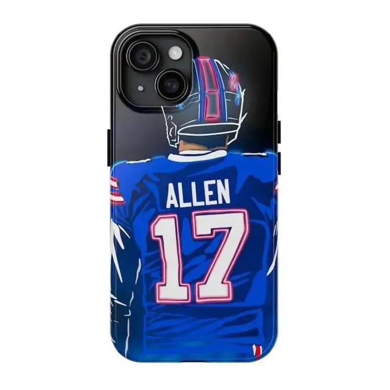 Buffalo Josh Allen Dual-Layer Impact-Resistant Phone Case - Baseball Team Fan Aesthetic, Wireless Cover for iPhone 17/16/15/14/13/12/11 Pro Max/Plus & Samsung Galaxy S23FE/22/23/24/25