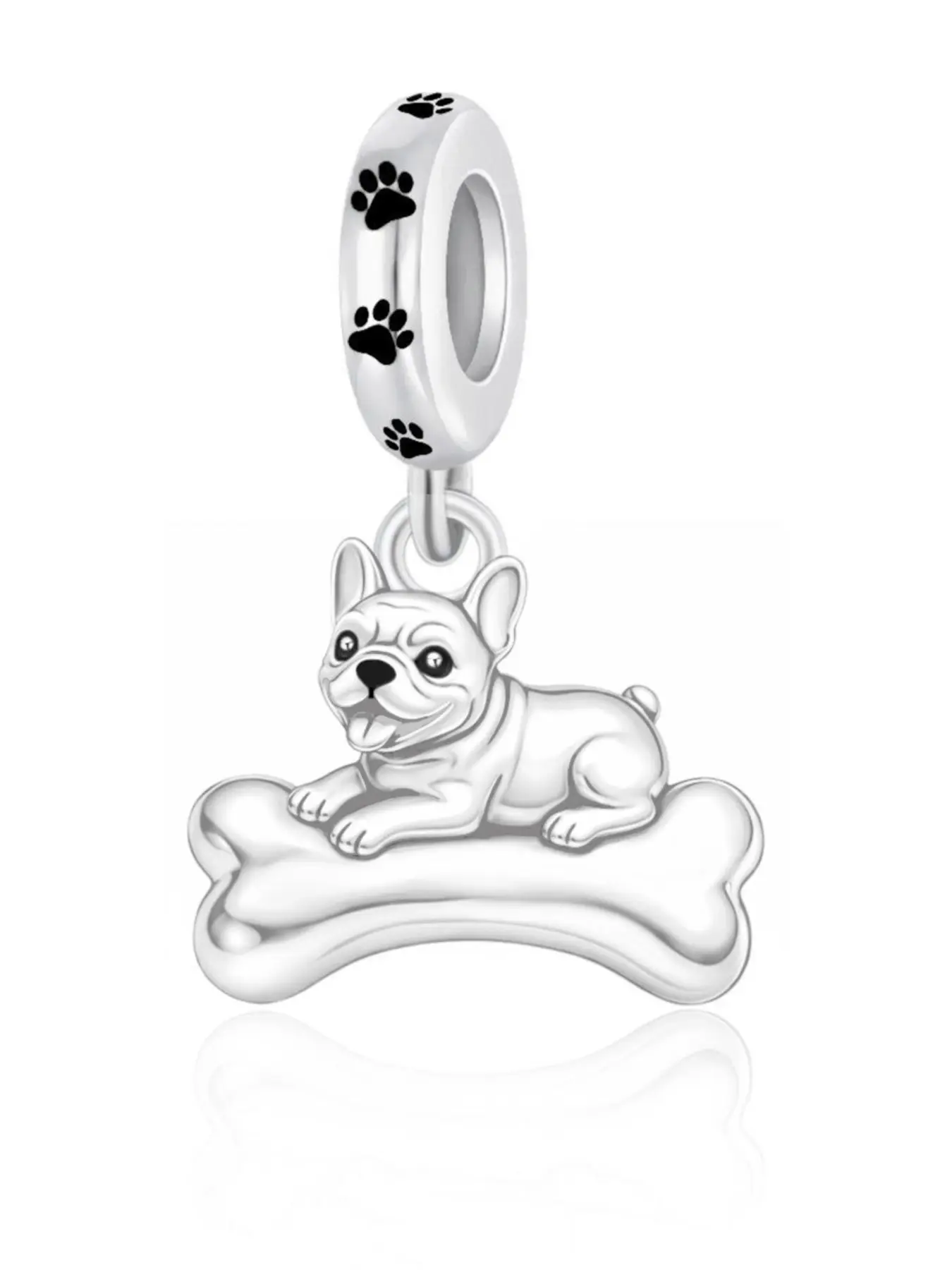 Cute Copper Plated Silver Color Bulldog Charm, Animal Pattern Pendant, Perfect Gift for Friends, All-Season Accessory