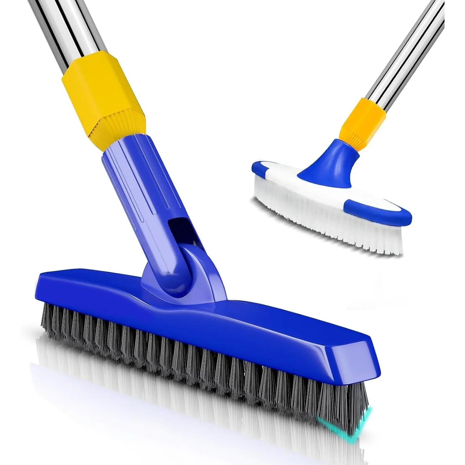 Grout & Scrub Brush Combo with Long Handle, Multi-Purpose Stiff Bristle Cleaning Brush Set for Tile, Grout, Deck, Kitchen & Shower Floor (2 Pcs)Gift