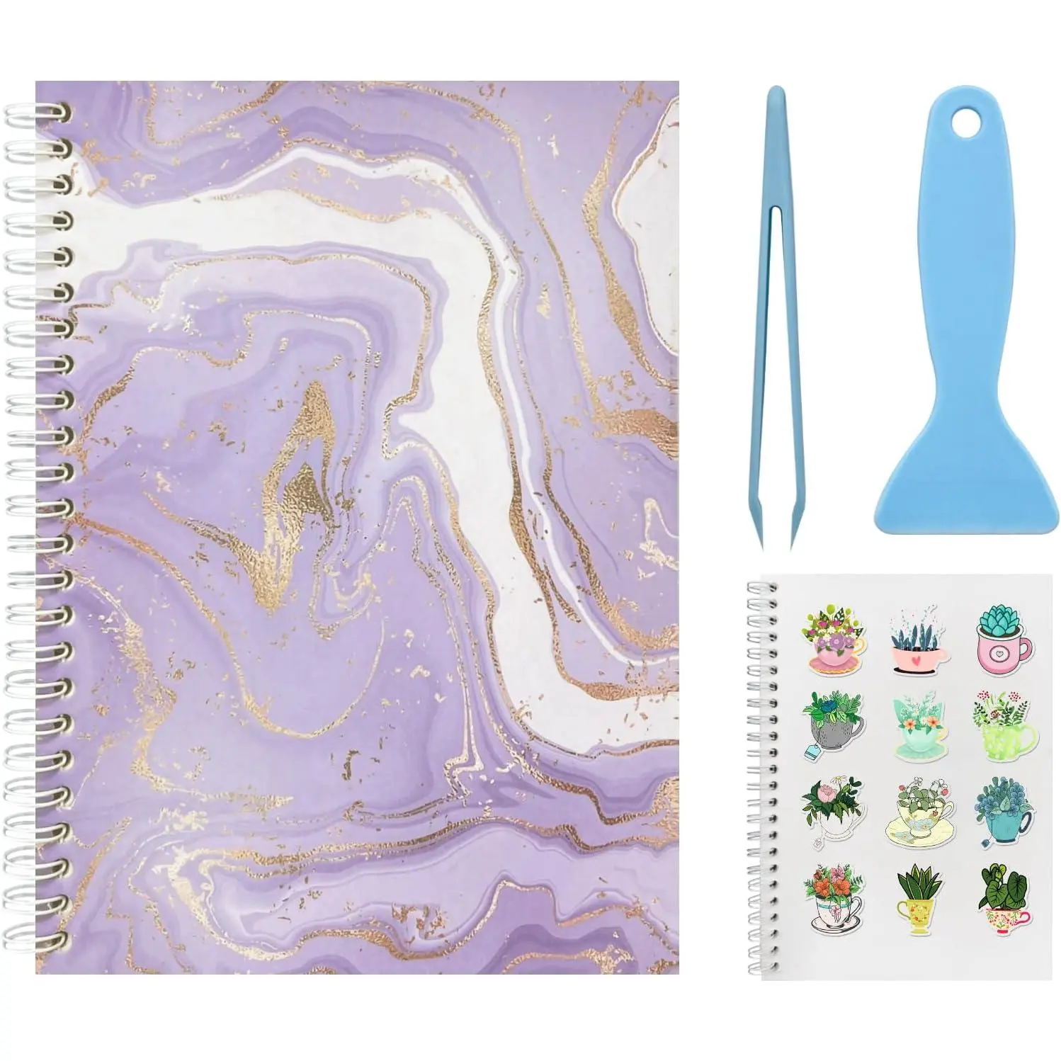 Sticker Collecting Book Storage Album with 60 Sheets Blank Release Paper - A5 Size Sticker Collection Organizer Book for Adults with Tools (Light )