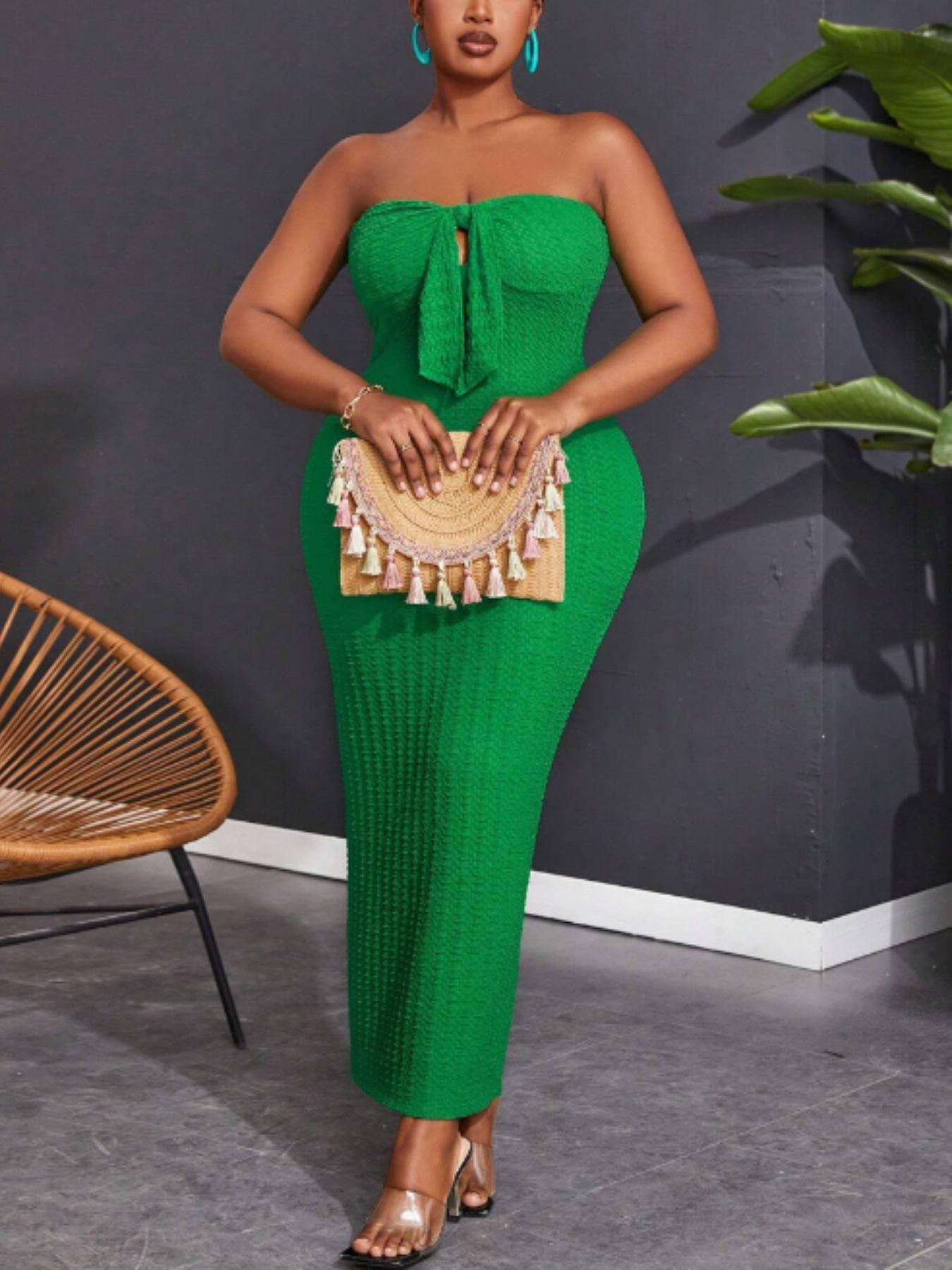 Women's Plain Tube Dress, Casual Bodycon Long Dress for Summer, Kids Clothes for Daily Wear, Womenswear, Sleeveless