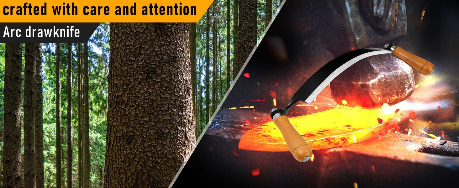 10 in Draw Knife,Felled Draw Shave Knife, Curved Draw Knife Draw Shave Tool Woodworking Debarking Hand Tool, Wood Razor Shaving Wood Barking Tool,Bark Peeler, Drawing Knife, Draw Shave, Shaving Knife