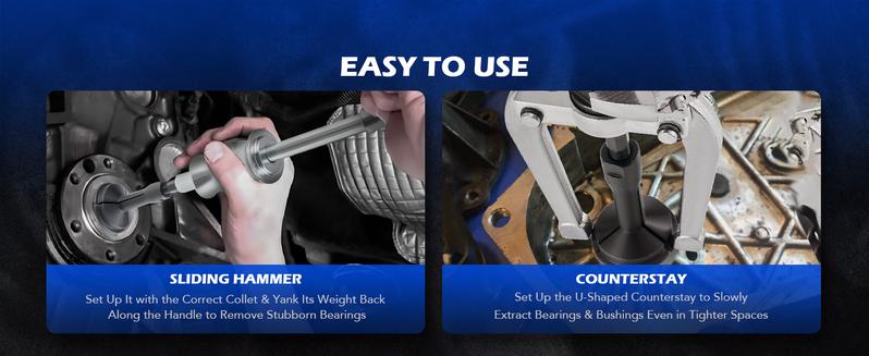 Orion Motor Tech 2 in 1 Blind Hole Bearing Puller & Bushing Press Kit,Complete Bearing & Bushing Service Kit with Bearing Race and Seal Puller, Bushing Driver Tools, Wheel Bearing Removal Tool Set,, Limited Time Deal,tool box Repair Toolkit