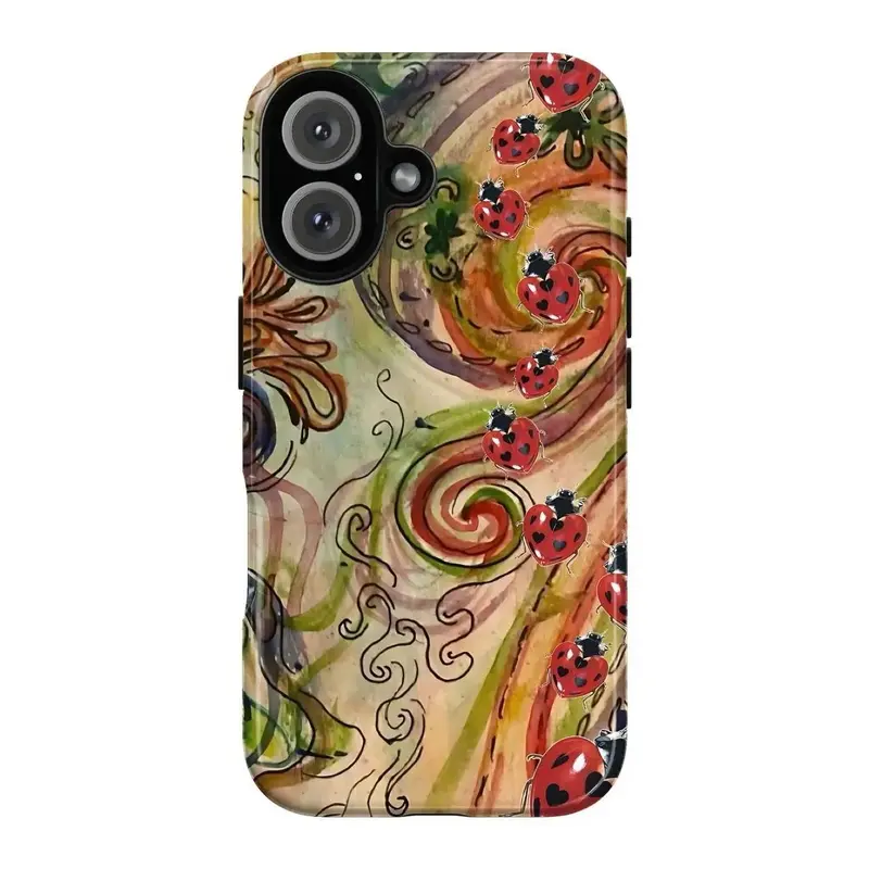 Magnetic Smartphone Phone Case Whimsigothic Ladybug Phone Case, Aesthetic Heart Wing Insect Collage Phone Case for IP 17 16 15 14 13 12 11 Pro Max XS, Goblincore Ladybug Tough Case, Fairycore Ladybug Gift for Women & Men Shockproof Wireless